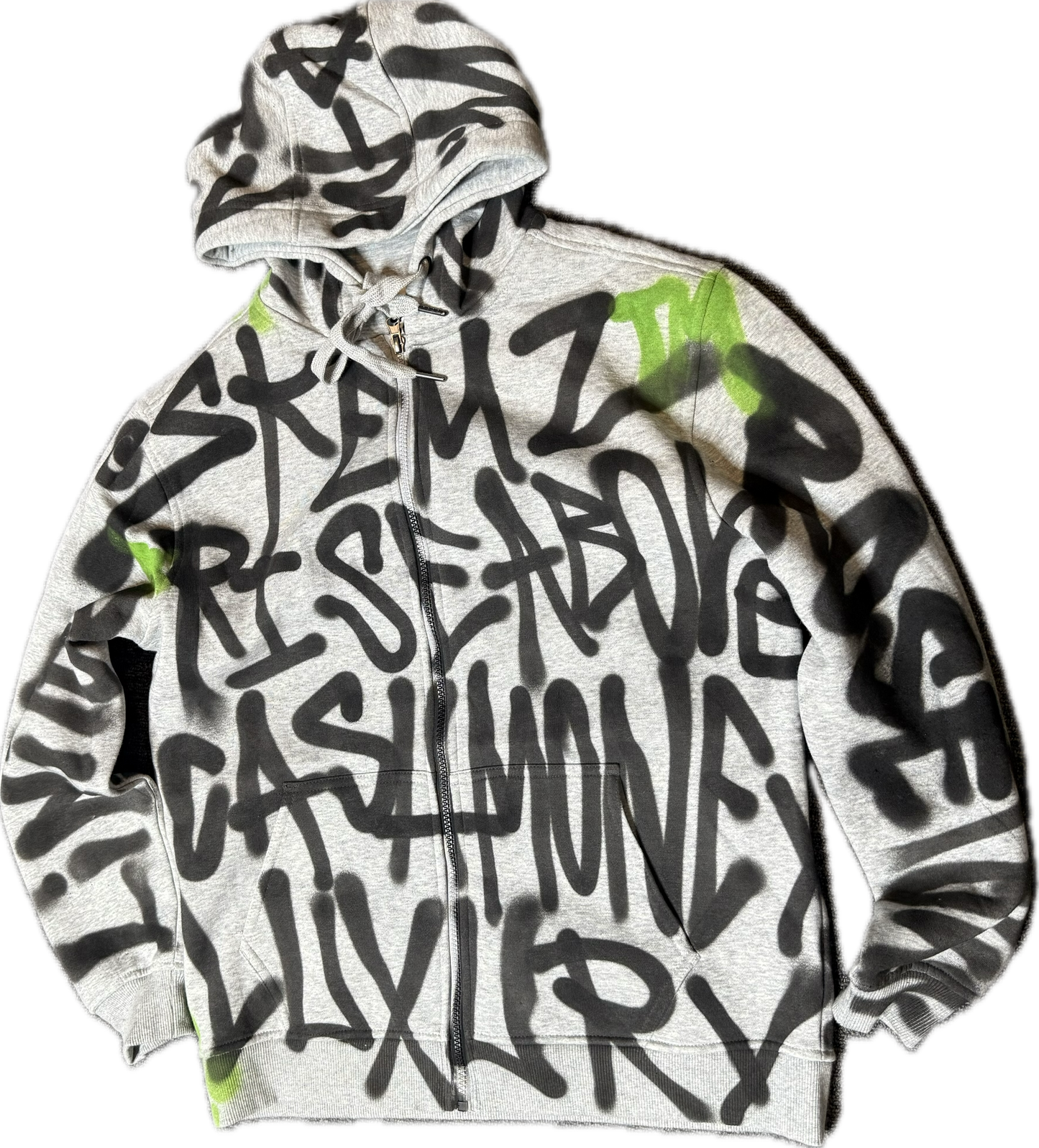 SLIME GREEN AFFIRMATIONS SKEMZ zip up HOODIE !!